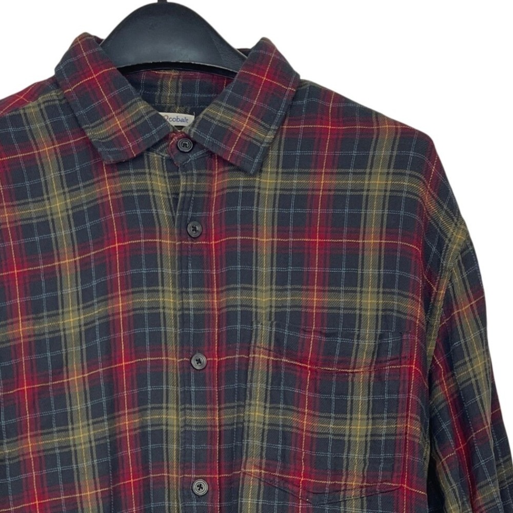Carbon 2 Cobalt Mens MT TALL Double Faced Flannel Button Down Shirt Plaid Multi